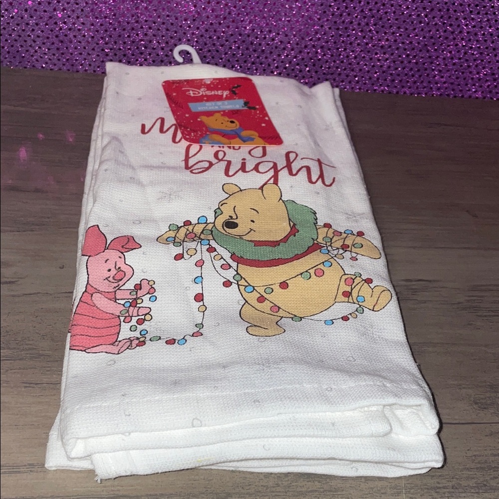 Disney Winnie the Pooh & Piglet Christmas Kitchen Towels - Set of 2